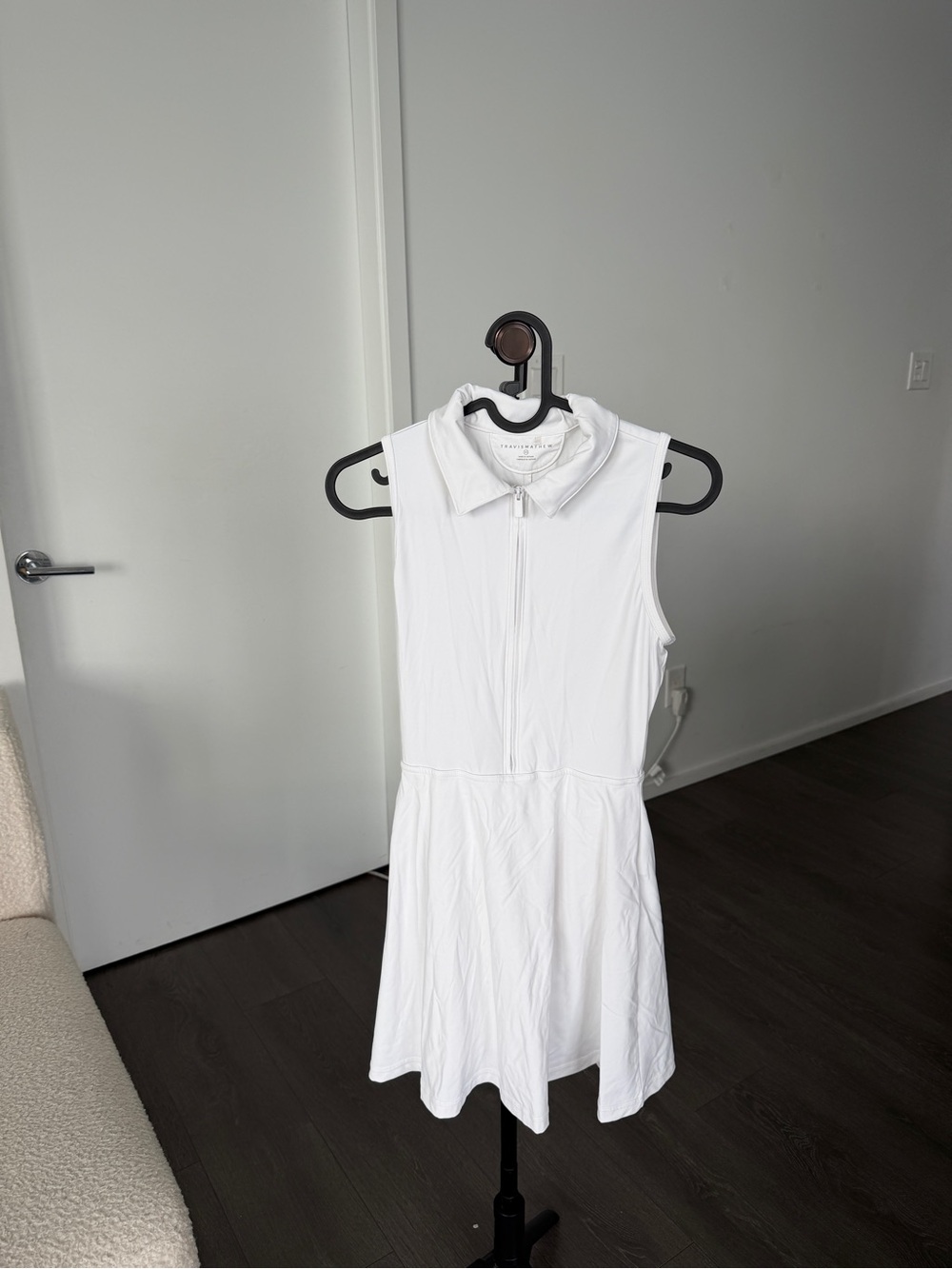 Travis Mathew White Sleeveless Zip Polo Dress